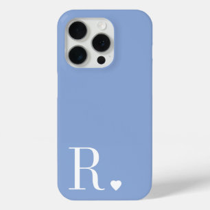 Funda Para iPhone 15 Pro monograma inicial azul moderno y elegante