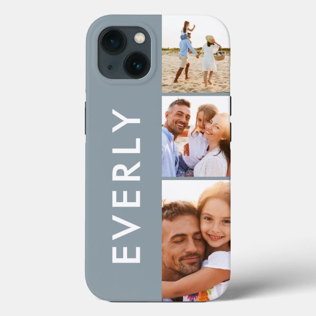 Funda De Case-Mate Para iPhone Monograma inicial azul polvoriento del collage de  (Reverso )