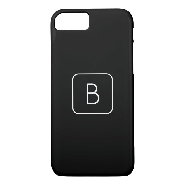 Funda De Case-Mate Para iPhone Monograma inicial con estilo moderno | Blanco y ne (Reverso)
