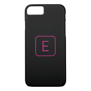 Funda Para iPhone 8/7 Monograma inicial con estilo moderno   Rosa y negr