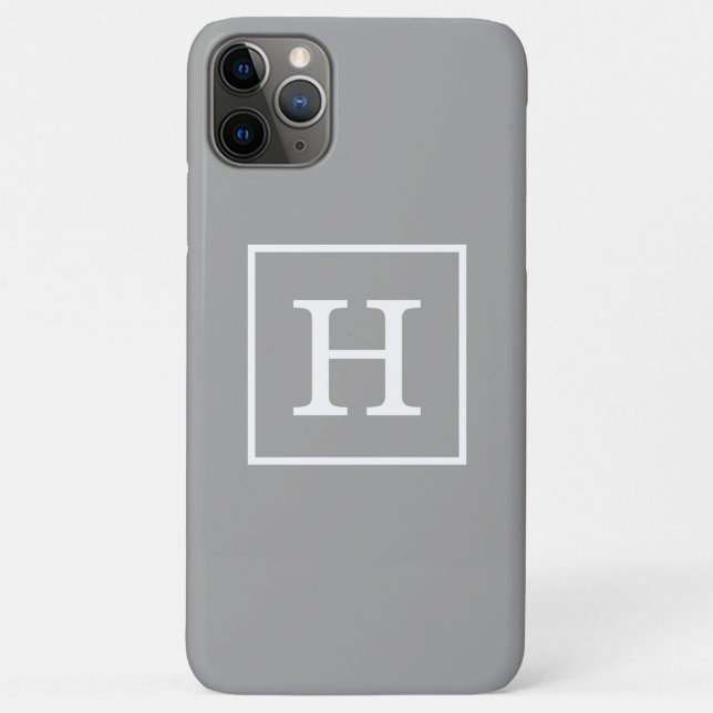 Funda De Case-Mate Para iPhone Monograma inicial con marco de blanco gris (Reverso)
