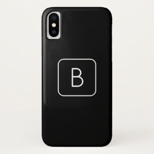 Funda Para iPhone X Monograma Inicial de Estilo Moderno Blanco y Neg