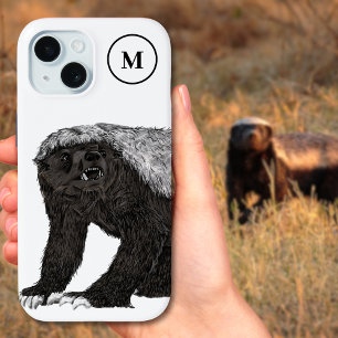 Funda Para iPhone 15 Monograma inicial de Honey badger