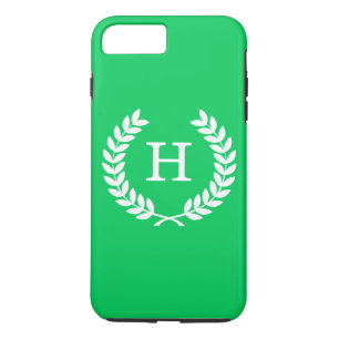 Funda Para iPhone 8 Plus/7 Plus Monograma inicial de Laurel de Trigo Blanco Esmera