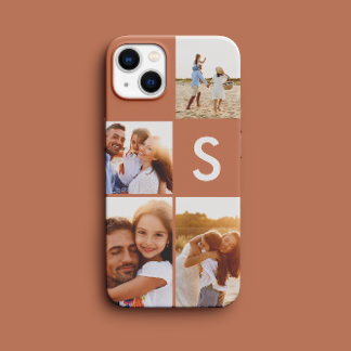 Funda Para iPhone 11 Monograma inicial de terracota colgante fotográfic