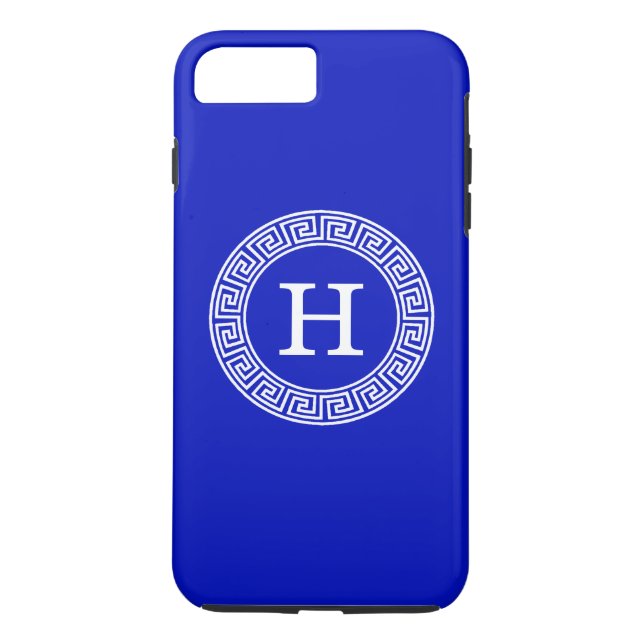 Funda De Case-Mate Para iPhone Monograma inicial del marco de la llave de griega  (Reverso)