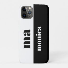 Funda Para iPhone 11 Pro Monograma inicial elegante en guión negro y blanco