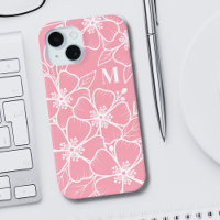 Monograma Inicial Floral Blanco Rosa