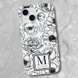 Funda Para iPhone 15 Monograma inicial floral con estilo de moda<br><div class="desc">Añada un toque de elegancia a sus necesidades básicas diarias con este elegante estuche de teléfono, que incluye un monograma personalizado y un nombre enmarcado en un detalle cuadrado de moda. El funda muestra un hermoso patrón floral botánico que recuerda a las marcas de perfume francés de gama alta o...</div>