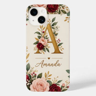 Funda Para iPhone 14 De Case-Mate Monograma Inicial Floral Personalizado