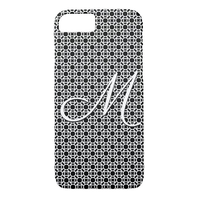 Funda De Case-Mate Para iPhone Monograma inicial geométrico blanco y negro (Reverso)