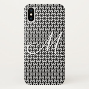 Funda Para iPhone X Monograma inicial geométrico blanco y negro