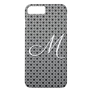 Funda Para iPhone 8 Plus/7 Plus Monograma inicial geométrico en blanco y negro
