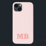 Funda Para iPhone 13 Monograma inicial minimalista de color rosa modern<br><div class="desc">Estuche de teléfono monograma inicial Minimalista de color rosa coral moderno. Crea tu propio estuche para iPhone personalizado con el nombre inicial del personalizado.</div>