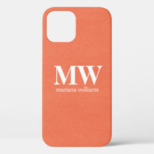 Funda Para iPhone 12 Monograma Inicial Minimalista de Melocotón