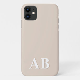 Funda Para iPhone 11 Monograma Inicial Minimalista Moderno Beige