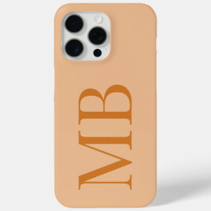 Funda Para iPhone 15 Pro Max Monograma inicial Minimalista Naranja elegante