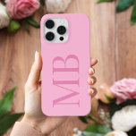 Funda Para iPhone 15 Pro Max Monograma inicial Minimalista rosa elegante<br><div class="desc">Estuche elegante de monograma inicial rosado Minimalista para iPhone</div>