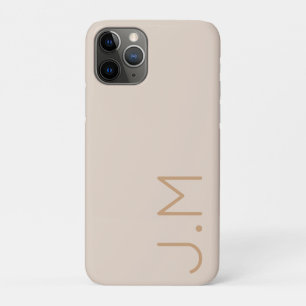 Funda Para iPhone 11 Pro Monograma inicial mínimo personalizado de oro beig