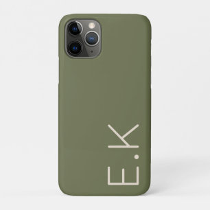 Funda Para iPhone 11 Pro Monograma inicial mínimo personalizado verde de la