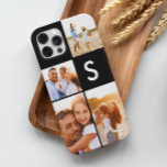 Funda Para iPhone 11 Monograma inicial negro de collage fotográfico mod<br><div class="desc">Diseño de monograma inicial negro de collage de fotos moderno. Un diseño moderno y multifotografía. Cambie el color al personalizar. Parte de una colección.</div>
