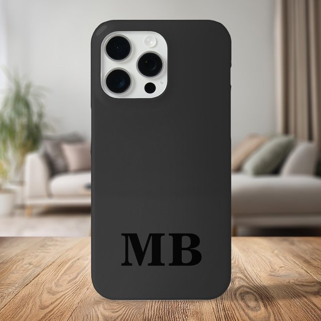 Funda De Case-Mate Para iPhone Monograma inicial negro moderno minimalista (Subido por el creador)