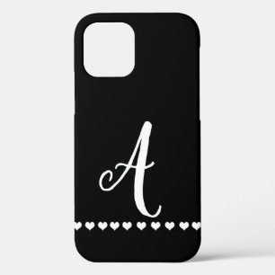 Funda Para iPhone 12 Monograma inicial negro y blanco