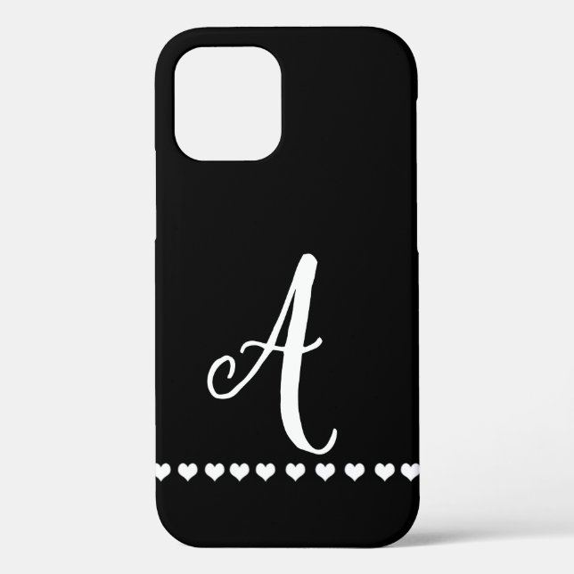 Funda De Case-Mate Para iPhone Monograma inicial negro y blanco (Reverso )