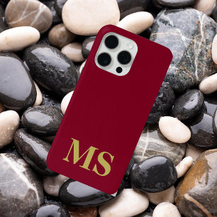 Funda Para iPhone 15 Pro Max Monograma Inicial Personalizado Rojo Minimalista M