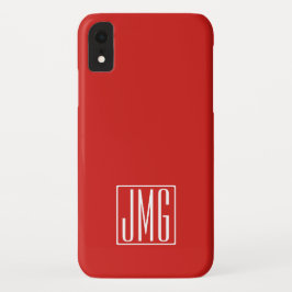 Funda Para iPhone XR Monograma inicial | Rojo y blanco (o color mareado