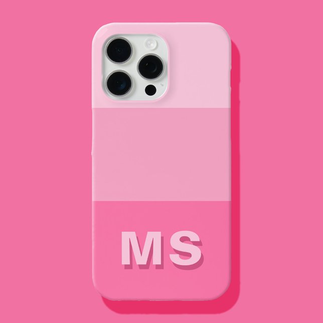 Funda De Case-Mate Para iPhone Monograma inicial rosado mínimo moderno (Subido por el creador)