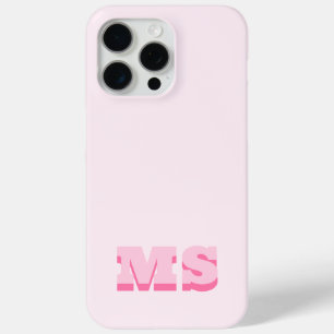Funda Para iPhone 15 Pro Max Monograma inicial rosado moderno