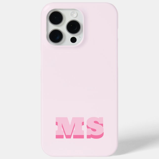Funda De Case-Mate Para iPhone Monograma inicial rosado moderno (Reverso )
