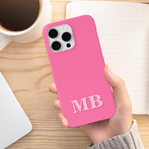 Funda Para iPhone 12 Pro Monograma inicial rosado moderno minimalista