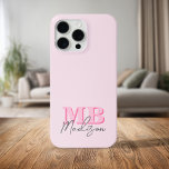 Funda Para iPhone 15 Pro Max Monograma inicial rosado moderno minimalista<br><div class="desc">Crea tu propio estuche de teléfono personalizado con iniciales minimalistas modernas y nombre de monograma de caligrafía de script. Disponible en una variedad de tamaños de colores.</div>