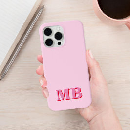 Funda Para iPhone 13 Monograma inicial rosado rojo moderno minimalista