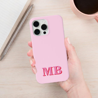 Funda Para iPhone 13 Monograma inicial rosado rojo moderno minimalista