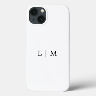 Funda Para iPhone 13 Monograma inicial simple negro y blanco Minimalist