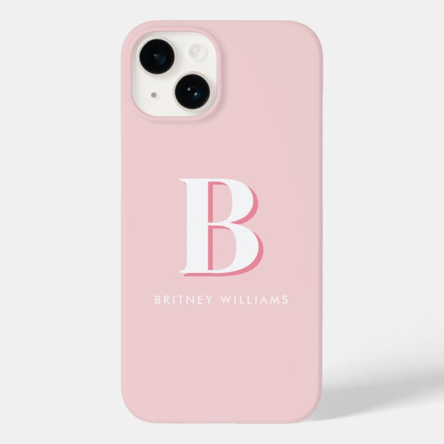 Funda De Case-Mate Para iPhone Monograma inicial simple rosa (Reverso )