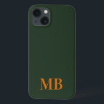 Funda Para iPhone 13 Monograma inicial verde Minimalista moderno<br><div class="desc">Estuche verde Minimalista moderno de monograma inicial. Crea tu propio estuche para iPhone personalizado con el nombre inicial del personalizado.</div>