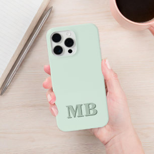 Funda Para iPhone 12 Pro Monograma inicial verde sage moderno minimalista