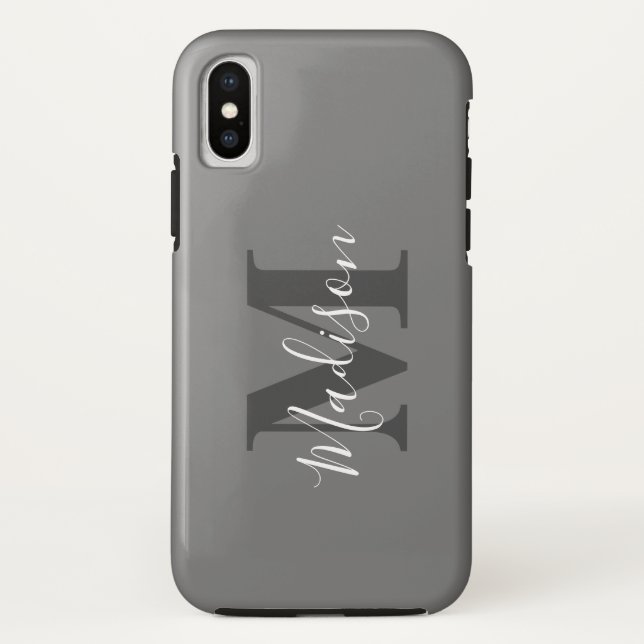 Funda De Case-Mate Para iPhone Monograma Iniciales Nombre personalizado Regalo bl (Reverso)