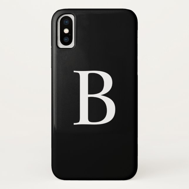 Funda De Case-Mate Para iPhone Monograma intrépido blanco y negro moderno de la (Reverso)