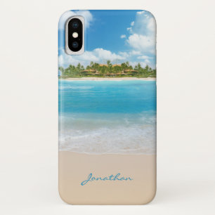 Funda Para iPhone X Monograma Isla de la Playa Nubes de las Olas del O