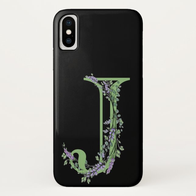 Funda De Case-Mate Para iPhone Monograma J Lavanda Eucalipto (Reverso)