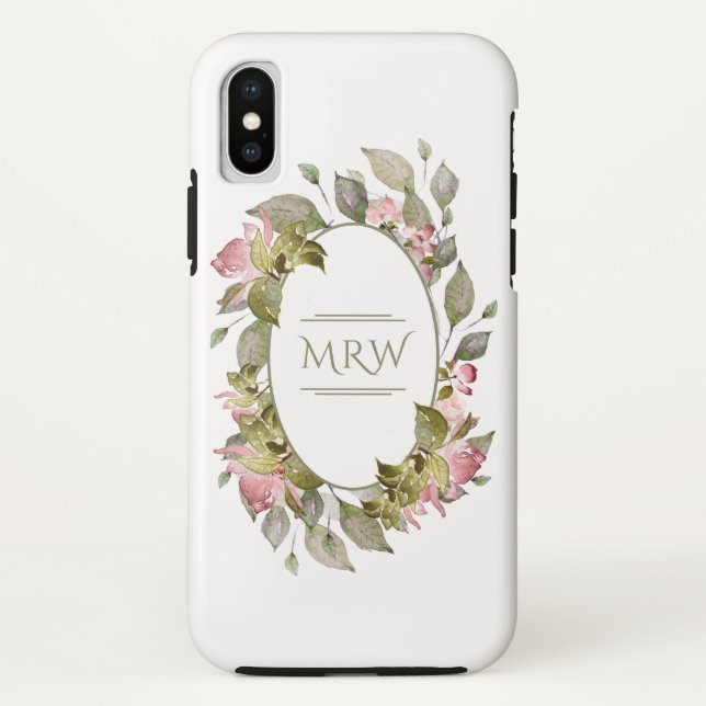 Funda De Case-Mate Para iPhone Monograma Jardín Floral (Reverso)