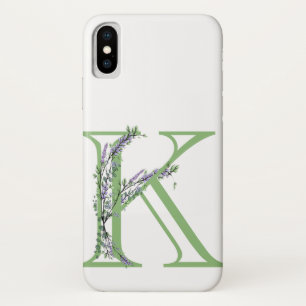 Funda Para iPhone X Monograma K Lavanda Eucalipto