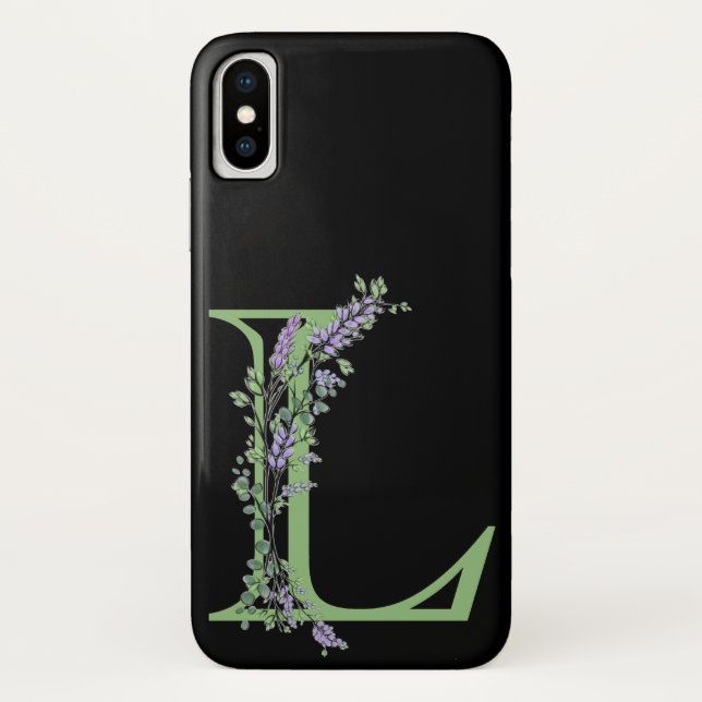 Funda De Case-Mate Para iPhone Monograma L Lavanda Eucalipto (Reverso)