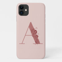 Monograma Letra floral A Estuche para iPhone