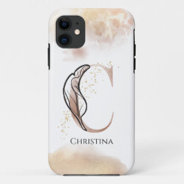 Funda Para iPhone 11 Monograma Letra inicial moderna C Boho Personaliza